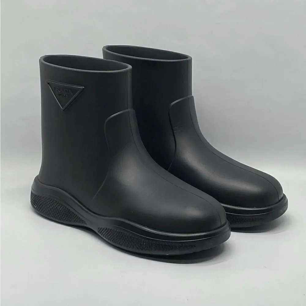 Prada Rubber Logo Pull-On Rain Booties size 36